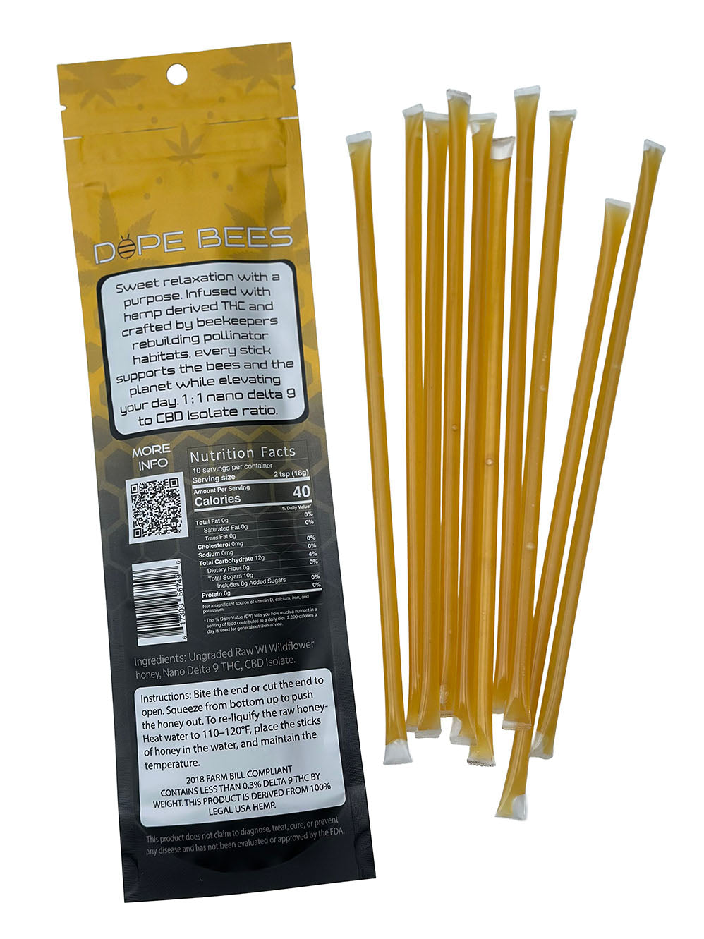 Honey High- Delta 9 + CBD Wildflower Honey Sticks| 30mg per Stick