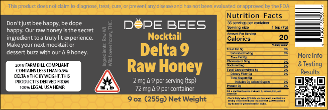 Wholesale- ∆ 9 Raw Honey 9oz 2mg|72mg- 1 Case (20 Count)