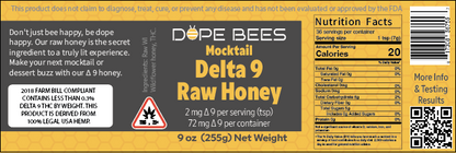 Wholesale- ∆ 9 Raw Honey 9oz 2mg|72mg- 1 Case (20 Count)