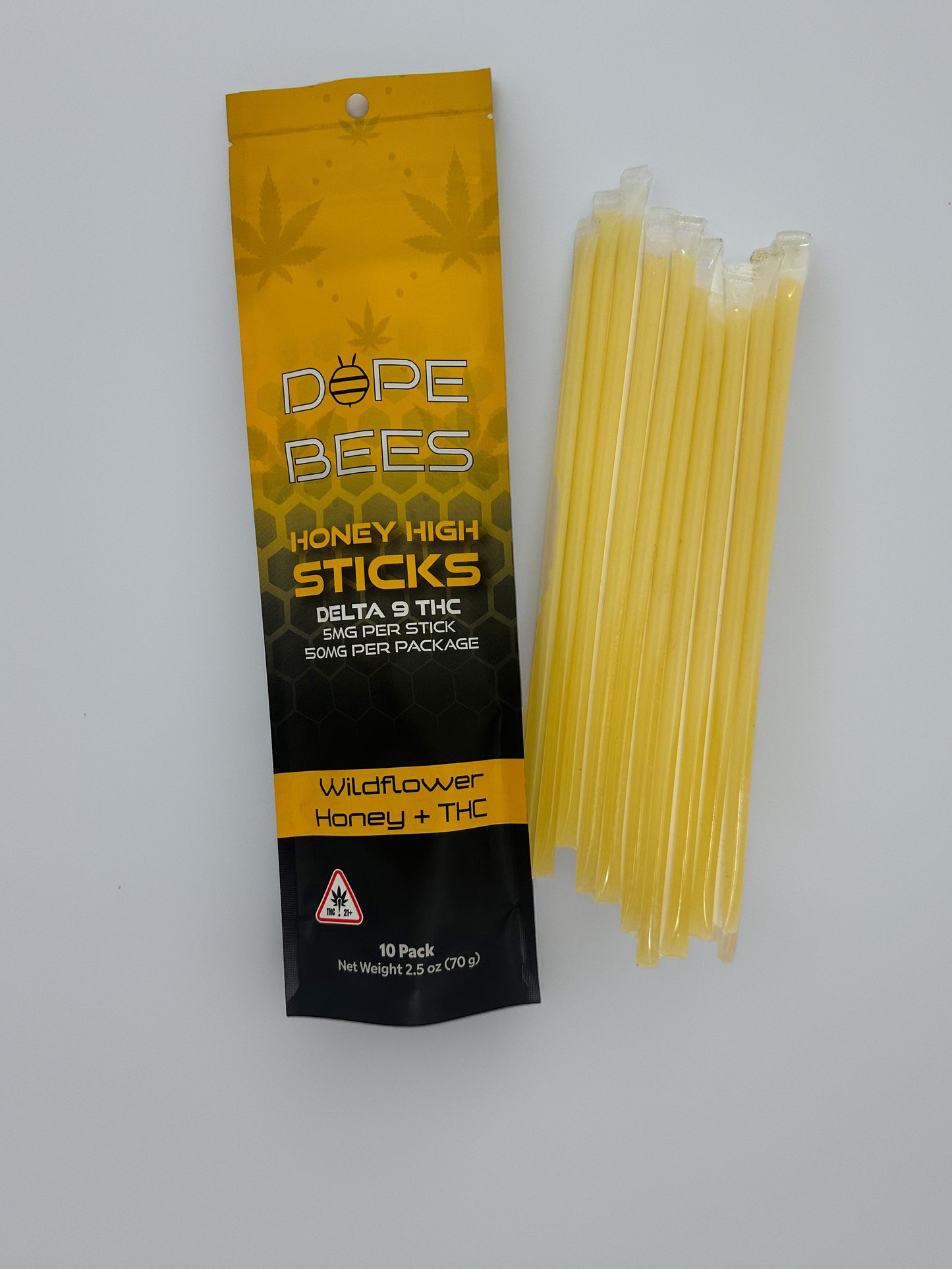 Wholesale- Delta 9 5mg Wildflower Honey Sticks | 50mg per package (10 Packages)